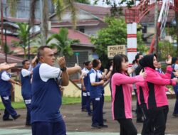 Tingkatkan Kebugaran, Kapolres Melawi Pimpin Olahraga Pagi Bersama Bhayangkari