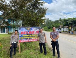 Jelang Nataru, Polres Sekadau Pasang Spanduk Keselamatan di Titik Rawan Genangan Air