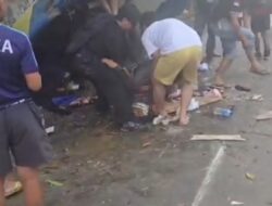 Akibat Rem Blong,Bus DAMRI Alami Kecelakaan Di Desa Penyeladi 